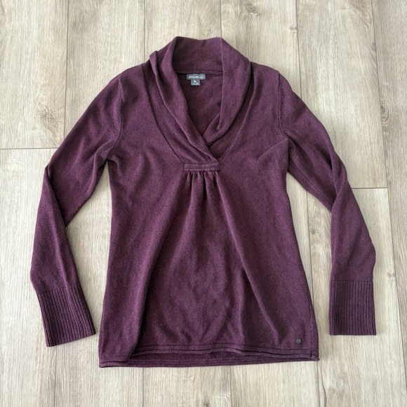 Eddie Bauer Sweaters - EDDIE BAUER Womens V Neck Jumper Sweater XS Purple Cotton Blend Long Sleeve